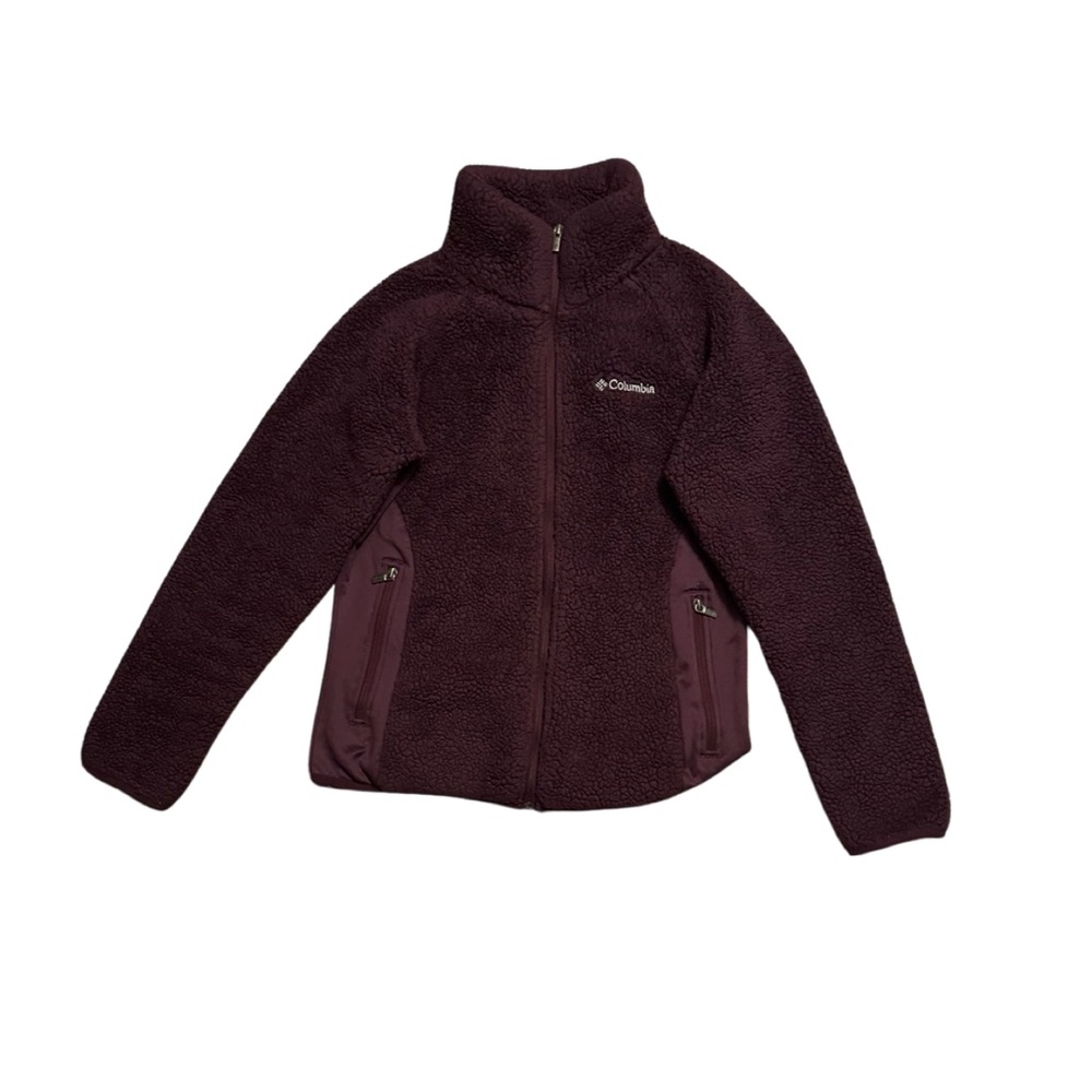 Columbia women’s purple fleece Sherpa zip up jacket size medium